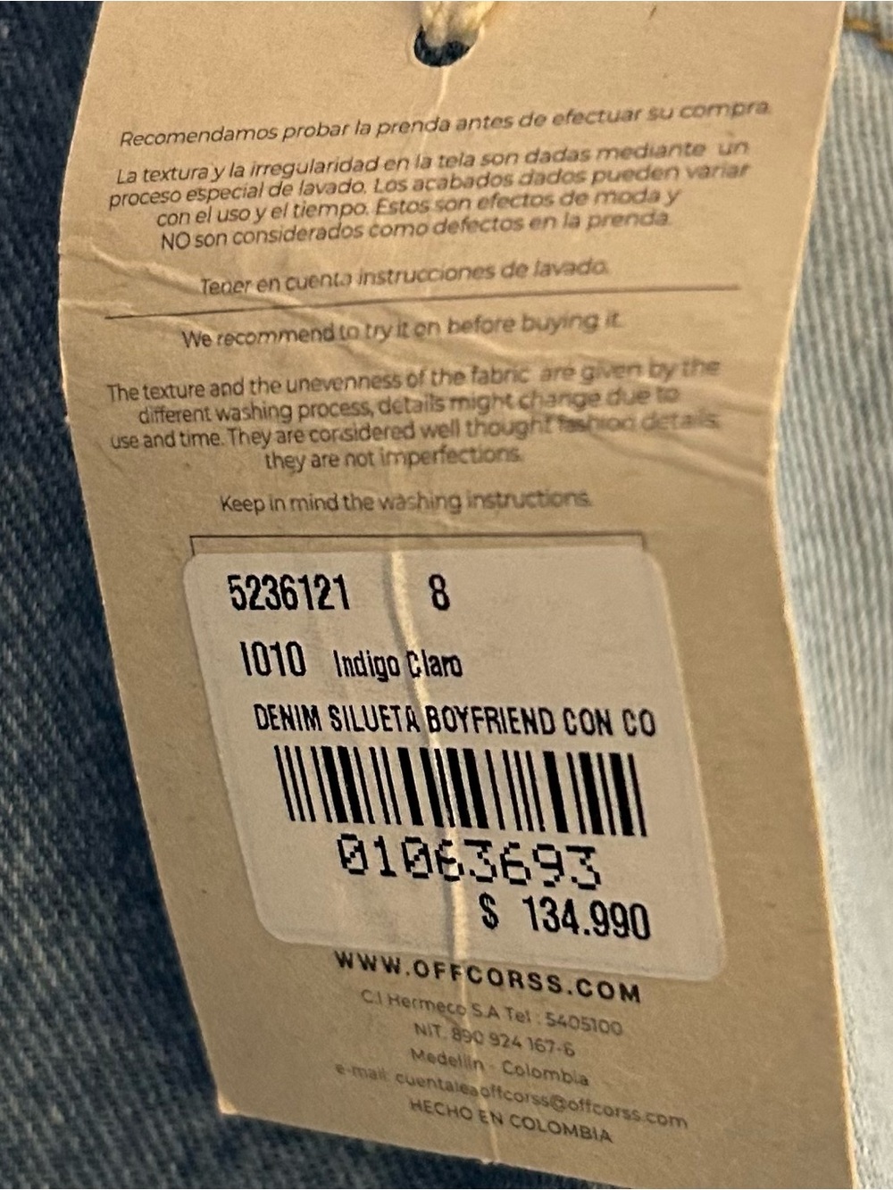 OFFCORSS Boyfriend Jeans Size 8 Girls Two-Tone Colorblock Denim - Picture 4 of 5